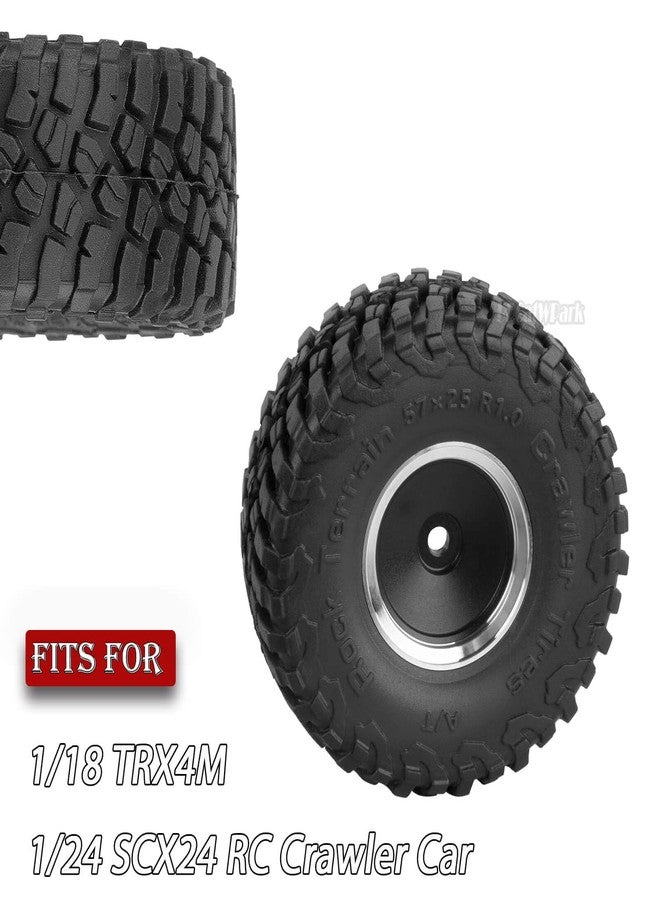 عجلات وإطارات BRCatWPark RC مقاس 1.0 بوصة لسيارات الزحف RC من طراز TRX4M بمقياس 1/18 و Axai1 SCX24 بمقياس 1/24، 4 قطع من جنوط العجلات المصنوعة من سبائك الألومنيوم مقاس 1.0 بوصة وإطارات مطاطية، مع حشوات إسفنجية، إطارات بايلوتشي - Image 2